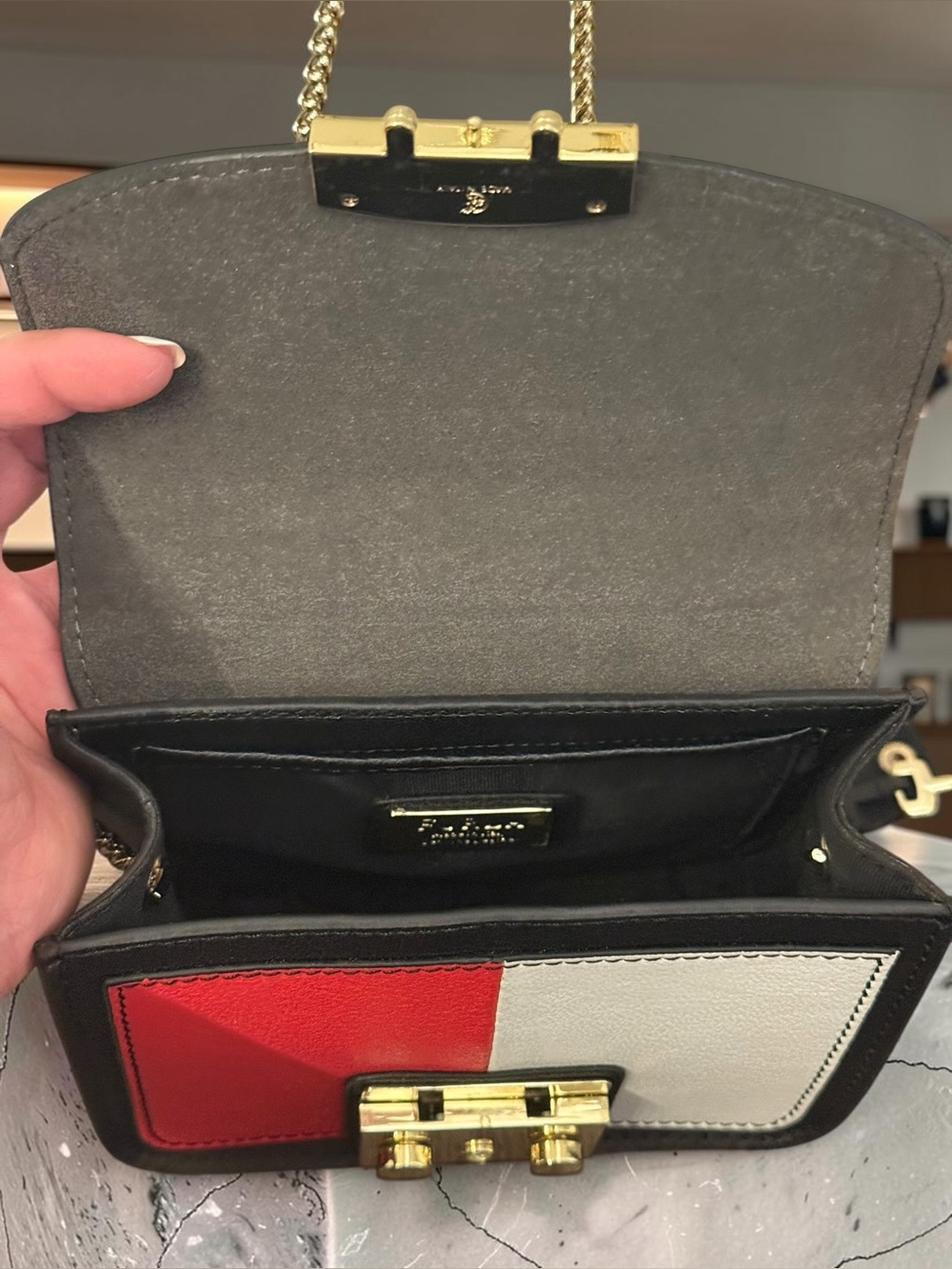 Furla Red Black White Geometric Crossbody Bag - Picture 6 of 12